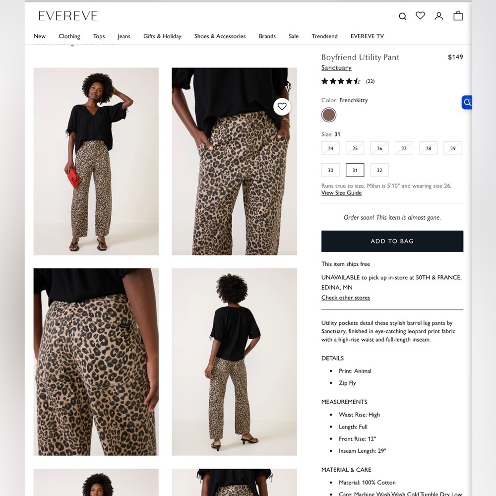 Sanctuary Boyfriend Utility Pants.  French Kitty.